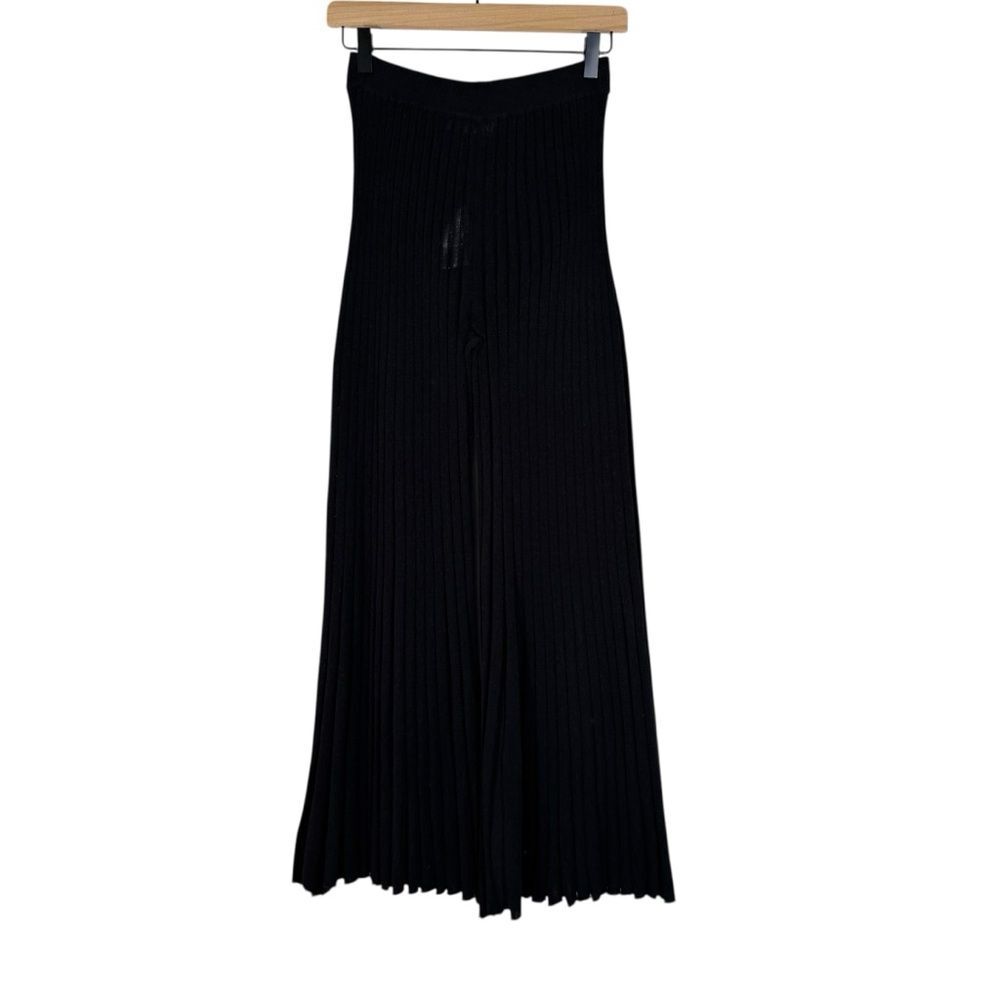 Free People Beach Alora Wide Leg Ribbed Knit Pants Black Oversized Boho Size XS